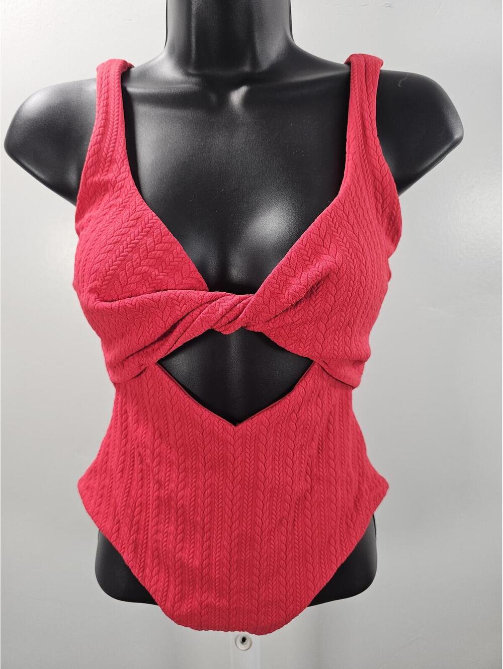 Beach Riot Red Cutout One-Piece Swimsuit Size M
